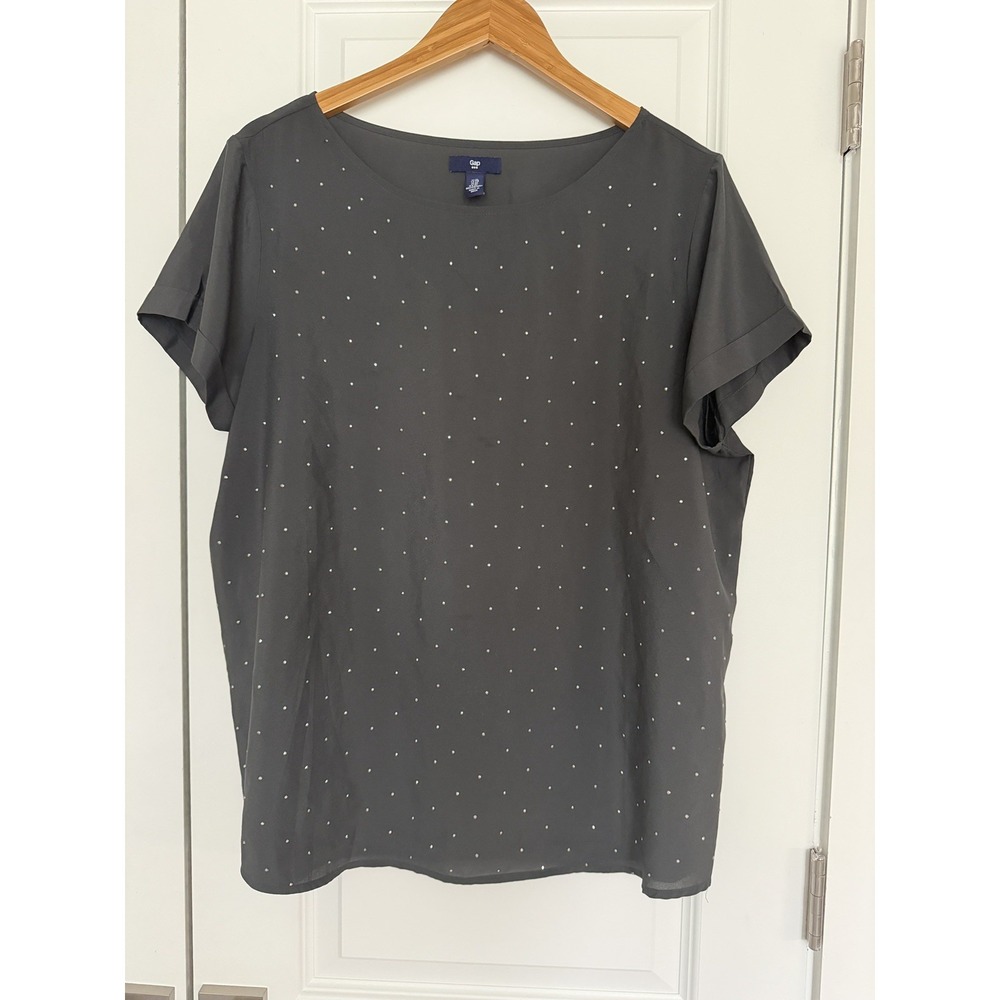 GAP Women's size XL Studded Short Sleeve Shirt Top Blouse Semi Sheer